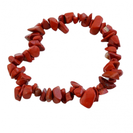 Braccialetto Diaspro Rosso in Chips Pietra Naturale su filo elastico