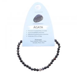 Braccialetto Agata Nera perline da 4mm in pietra naturale