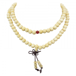 Mala Tibetano in Legno di Sandalo Crema - 108 grani da 8mm
