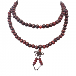 Mala Tibetano in Legno di Sandalo Rosso - 108 grani da 8mm