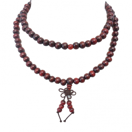 Mala Tibetano in Legno di Sandalo Rosso - 108 grani da 8mm
