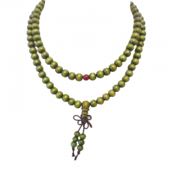 Mala Tibetano in Legno di Sandalo Verde - 108 grani da 8mm