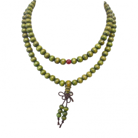 Mala Tibetano in Legno di Sandalo Verde - 108 grani da 8mm