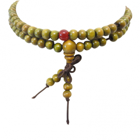 Mala Tibetano in Legno di Sandalo Verde - 108 grani da 6mm