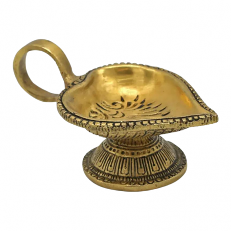 Diya Lampada Orientale Cuore in Ottone per Lumini e Candele al Ghee - (11x4cm - 225gr.)