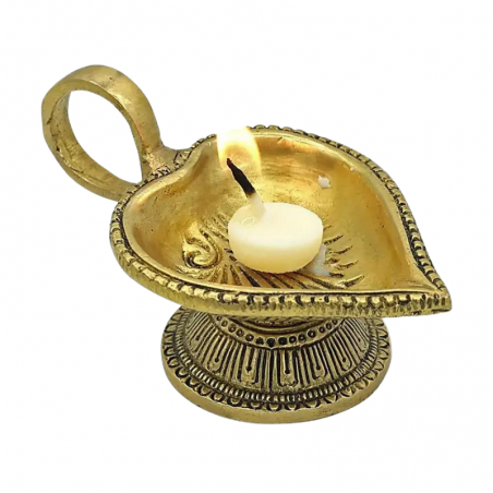 Diya Lampada Orientale Cuore in Ottone per Lumini e Candele al Ghee - (11x4cm - 225gr.)