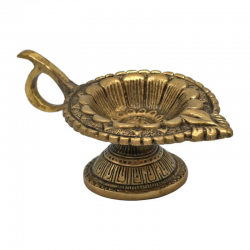 Diya Lampada Orientale OM in Ottone per Lumini e Candele al Ghee - (12x4cm - 290gr.) 2