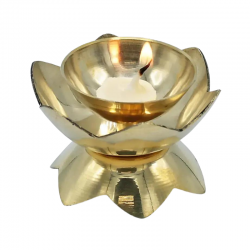 Diya Lampada Orientale Loto in Ottone per Lumini e Candele al Ghee - (4,5cm - 80gr.)