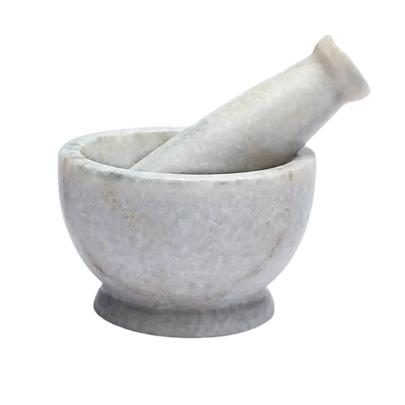 Mortaio e Pestello in Marmo Bianco per Resine Incenso - (H 6,5 x ⌀ 9cm)