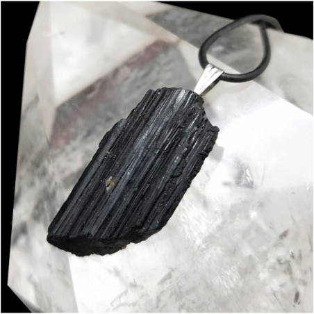 Ciondolo Tormalina Nera Grezza Pietra Naturale (± 3 - 6cm)