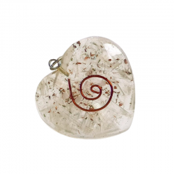 Selenite Cuore Orgone Pendente con Spirale 2