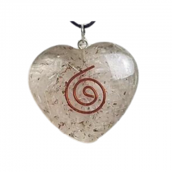 Selenite Cuore Orgone Pendente con Spirale