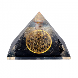 Piramide Orgonite Tormalina Nera – Fiore della Vita 70 mm