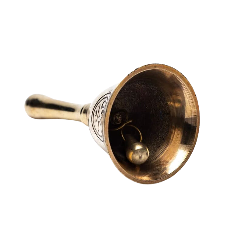 Campana Meditazione Ottone con Simbolo Ohm – H 10 cm