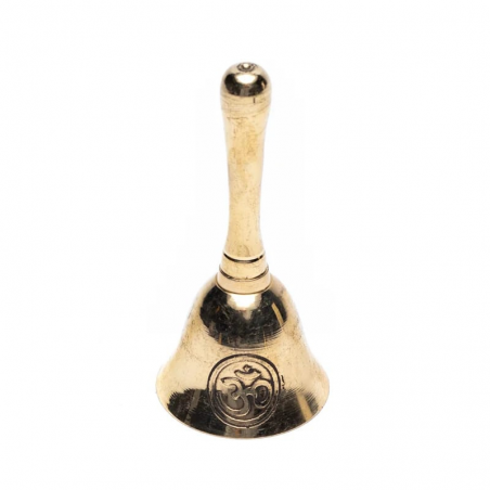Campana Meditazione Ottone con Simbolo Ohm – H 10 cm
