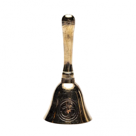 Campana Meditazione Ottone con Simbolo Ohm – H 10 cm