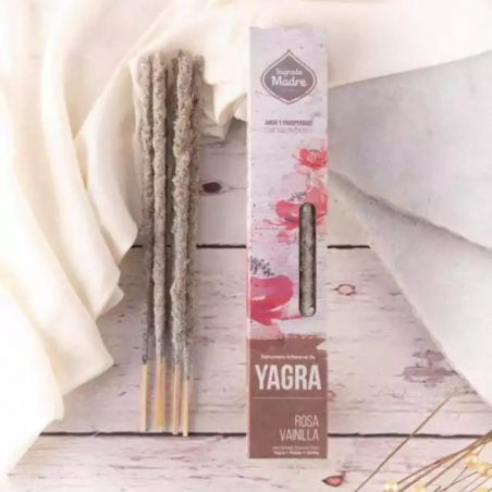 Yagra, Vaniglia e Rosa - 8 Bastoni Incenso Linea Yagra 100% Naturali - Sagrada Madre