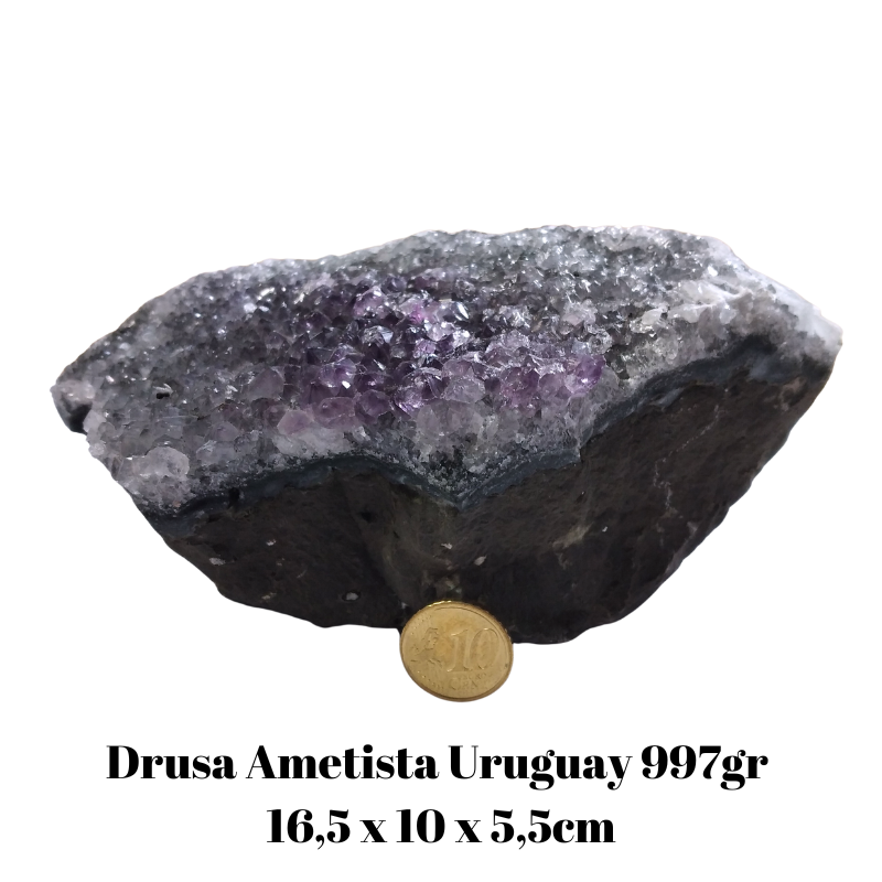 Drusa Ametista Uruguay con Base (L 16,5 x L 10 x H 5,5cm - 996gr.) - Pezzo Unico