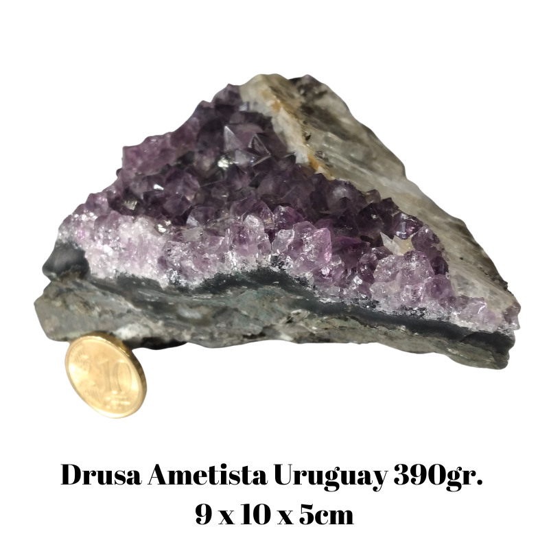 Drusa Ametista Uruguay con Base (L 9 x L 10 x H 5cm - 390gr.) - Pezzo Unico