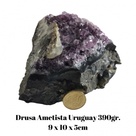 Drusa Ametista Uruguay con Base (L 9 x L 10 x H 5cm - 390gr.) - Pezzo Unico