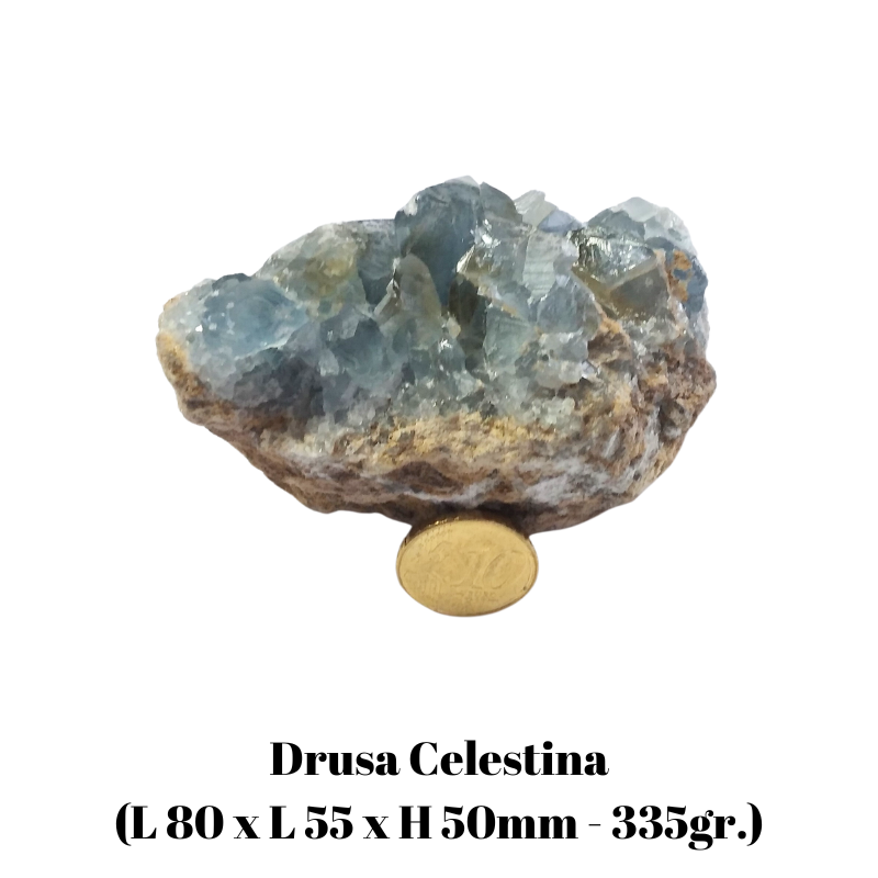 Drusa Celestina del Madagascar con Base (L 80 x L 55 x H 50mm - 335gr.) - Pezzo Unico