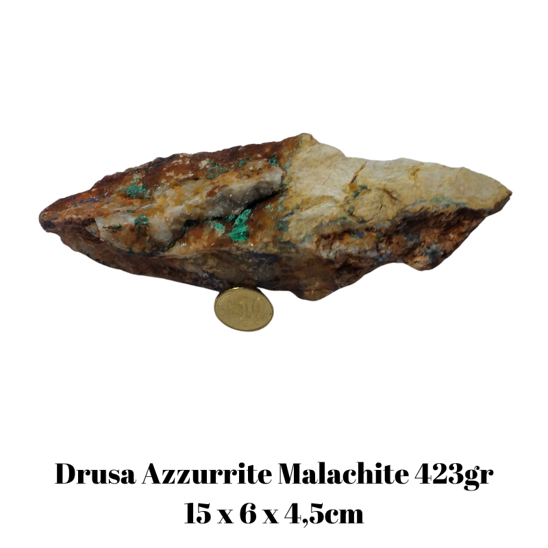 Drusa Azzurrite Malachite (L 15 x L 6 x H 4,5cm - 423gr.) - Pezzo Unico