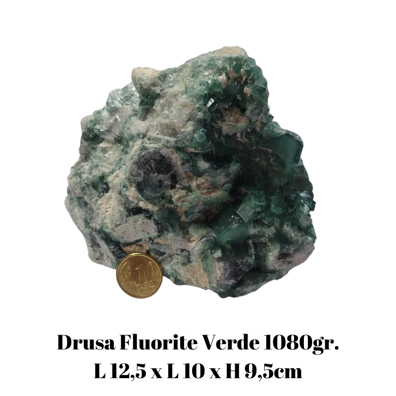 Drusa Fluorite Verde (L 12,5 x L 10 x H 9,5cm - 1080gr.) - Pezzo Unico