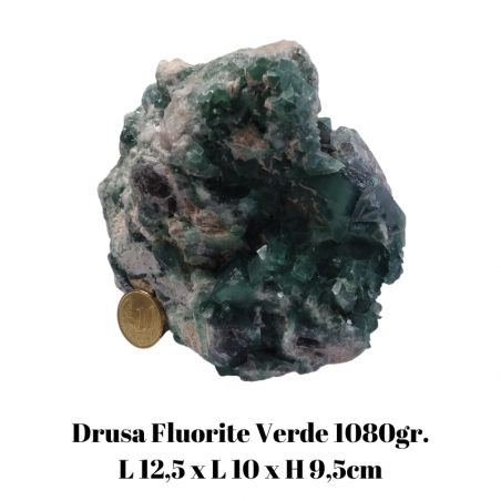 Drusa Fluorite Verde (L 12,5 x L 10 x H 9,5cm - 1080gr.) - Pezzo Unico