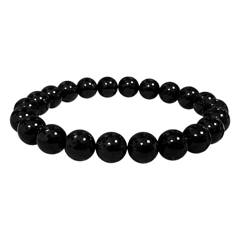 Bracciale Tormalina Nera perle in pietra naturale da 8mm - Qualita A