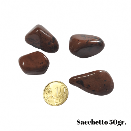 Ossidiana Mogano Pietre Burattate Sacchetto di Velluto da 50gr. - (4 Pietre)