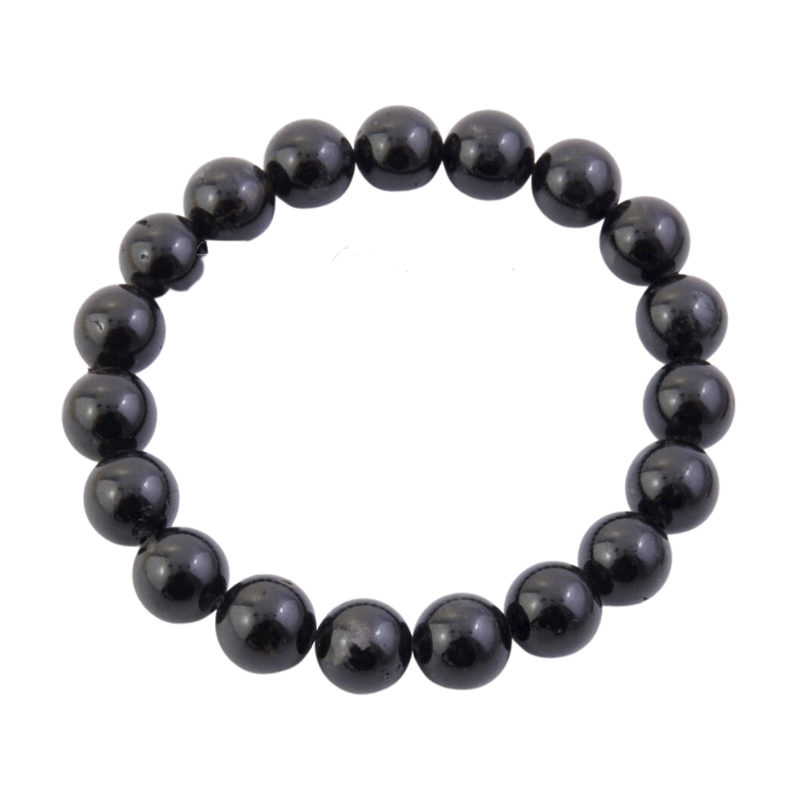 Bracciale Tormalina Nera perle in pietra naturale da 10mm