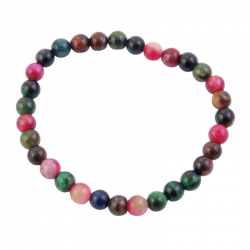 Braccialetto Occhio di Tigre Multicolore perline pietra naturale da 6mm