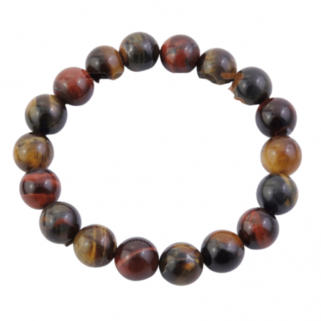 Bracciale Occhio di Tigre Multicolore perle in pietra naturale da 10mm