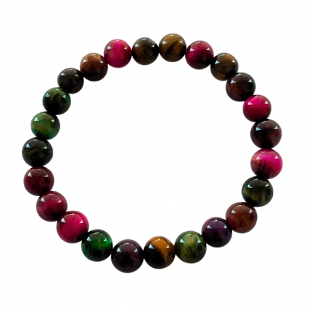 Bracciale Occhio di Tigre Multicolore perle in pietra naturale da 8mm