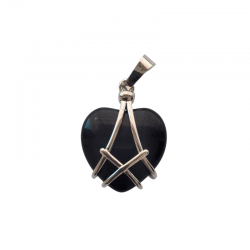 Onice Nera Cuore in Gabbia in Pietra Naturale - (± 20 x 20mm)