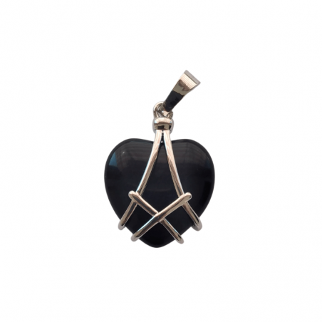 Onice Nera Cuore in Gabbia in Pietra Naturale - (± 20 x 20mm)