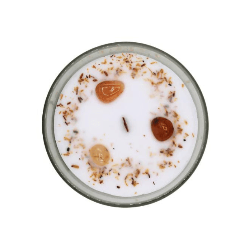 Good Energy - Palo Santo e Corniola Candela profumata con Pietre Preziose Green Tree - Energia Buona - 256gr.