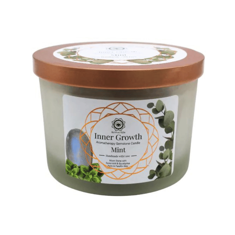 Inner Growth - Menta Piperita, Eucalipto e Pietra di Luna Candela profumata Green Tree - Crescita Interiore - 256gr.