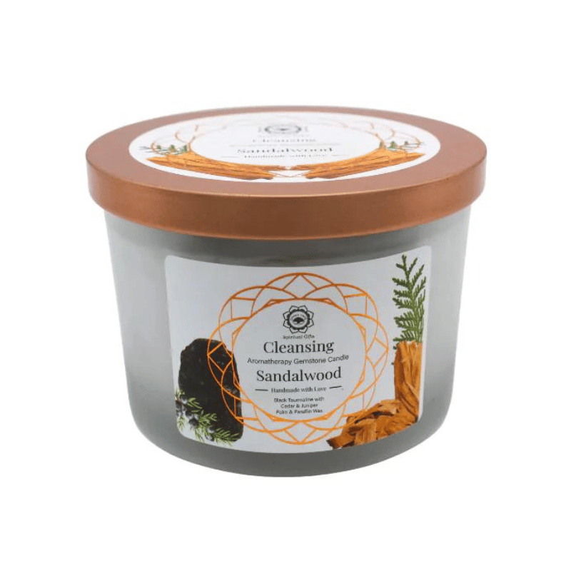 Candela profumata con pietre preziose - cleansing pulizia energetica