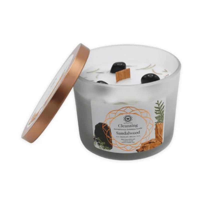 Candela profumata con pietre preziose - cleansing pulizia energetica