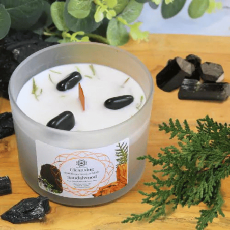 Candela profumata con pietre preziose - cleansing pulizia energetica