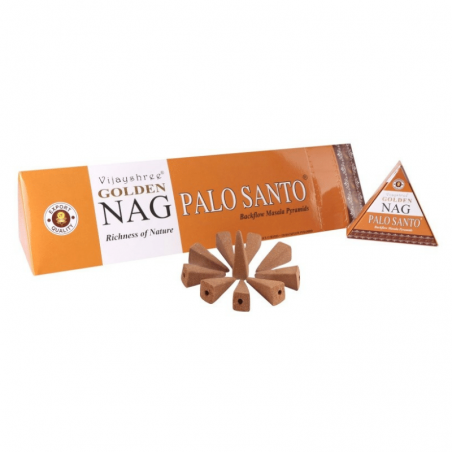 Golden Nag Palo Santo Organico 10 Coni Incenso Backflow Vijayshree Palo Santo a riflusso