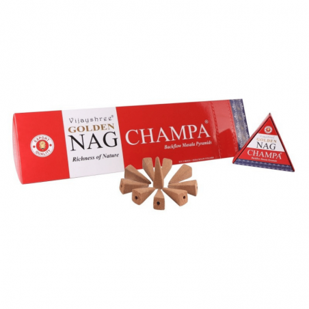 Golden Nag Champa Organico 10 Coni Incenso Backflow Vijayshree Champa a riflusso