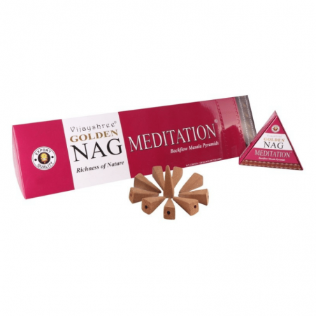 Golden Nag Meditazione Organico 10 Coni Incenso Backflow Vijayshree Meditation a riflusso