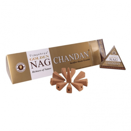 Golden Nag Chandan Organico 10 Coni Incenso Backflow Vijayshree Chandan a riflusso