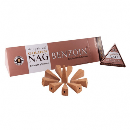 Golden Nag Benzoino Organico 10 Coni Incenso Backflow Vijayshree Benzoin a riflusso