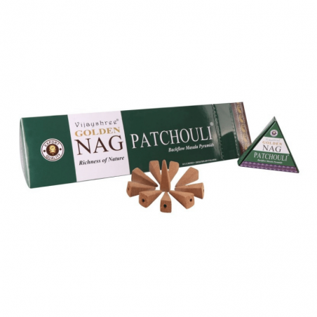 Golden Nag Patchouli Organico 10 Coni Incenso Backflow Vijayshree Patchouli a riflusso