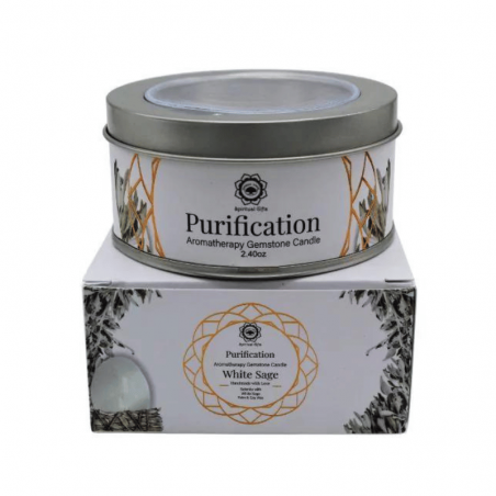 Purificazione - Salvia Bianca Candela profumata con Selenite - Purification Green Tree - 70gr.