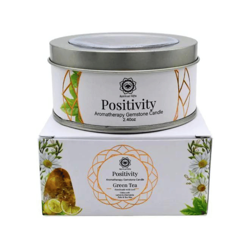 Positività - Tè Verde, Limone e Camomilla Candela profumata con Citrino - Positivity Green Tree - 70gr.