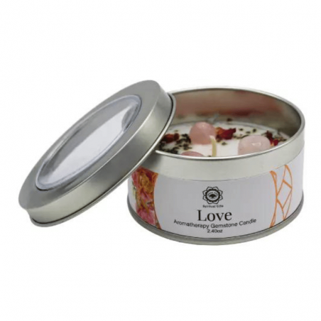 Amore - Rosa e Basilico Candela profumata con Quarzo Rosa - Love Green Tree - 70gr.